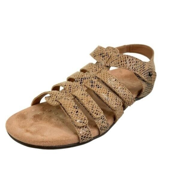 Vionic Shoes - Vionic Leather Snakeskin Harissa Sandals in Tan